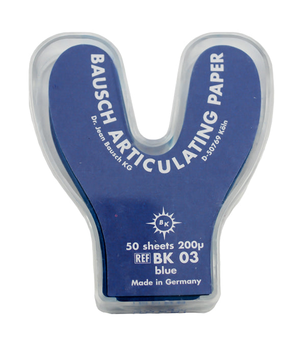 Bausch BK03 Arti-Check Articulating Paper Horseshoe Strips Blue .008 Bausch BK03 Arti-Check Articulating Paper Horseshoe Strips Blue .008